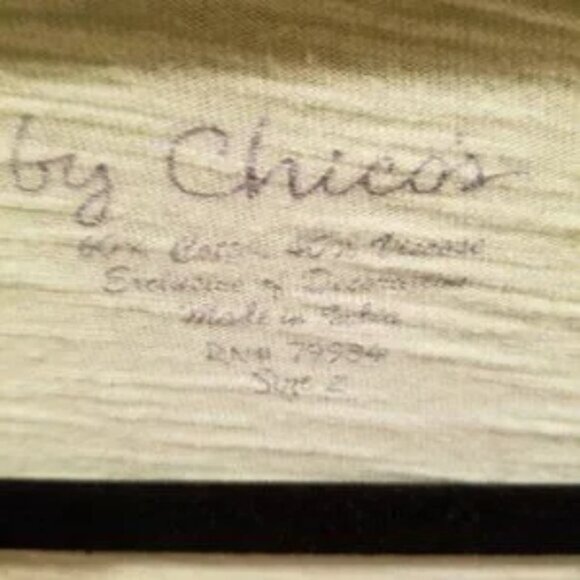 CHICO'S size 2 lime green blouse with roll tab sleeves and beaded bodice - Picture 4 of 4